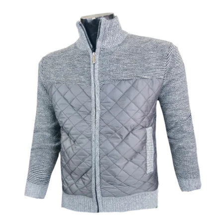 Thickened Knit Cardigan with Zipper and Stand Collar