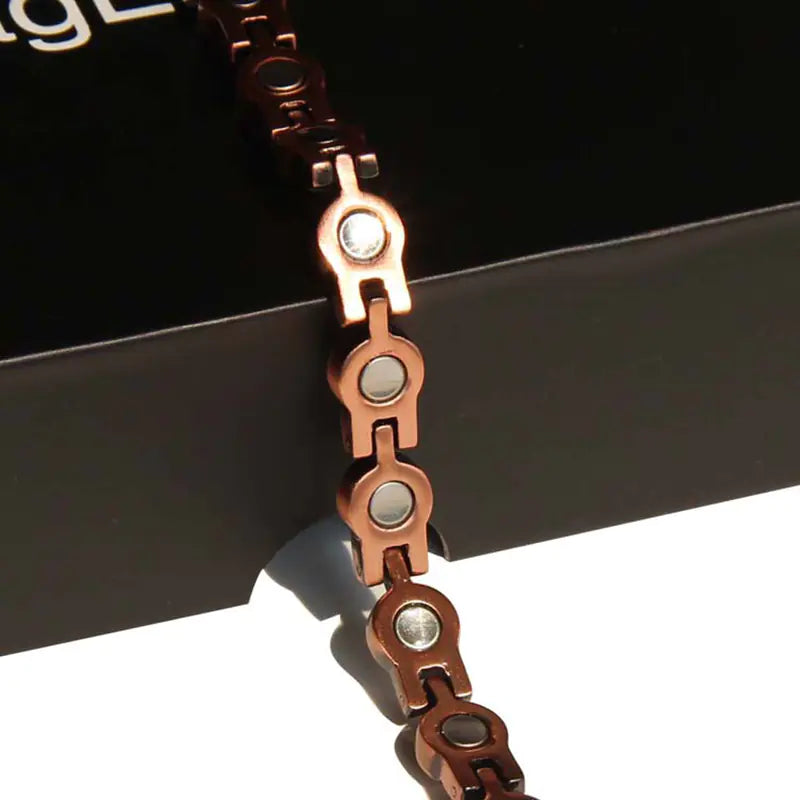 Vintage Copper Magnetic Bracelet for Women with Diamonds