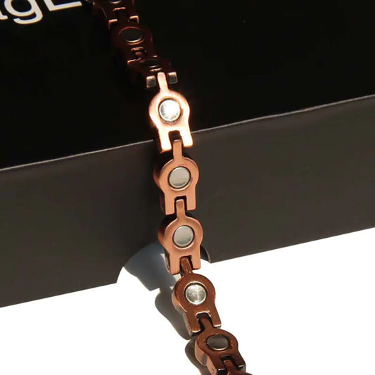 Vintage Copper Magnetic Bracelet for Women with Diamonds