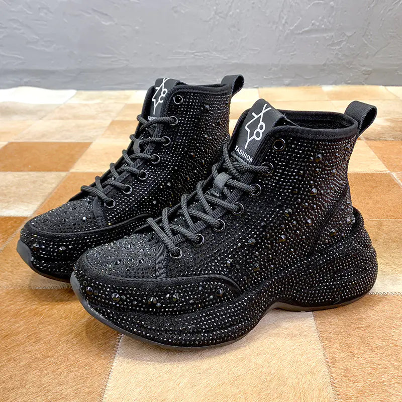 Women's Thick Sole Rhinestone Sneakers - 2020 Winter Style