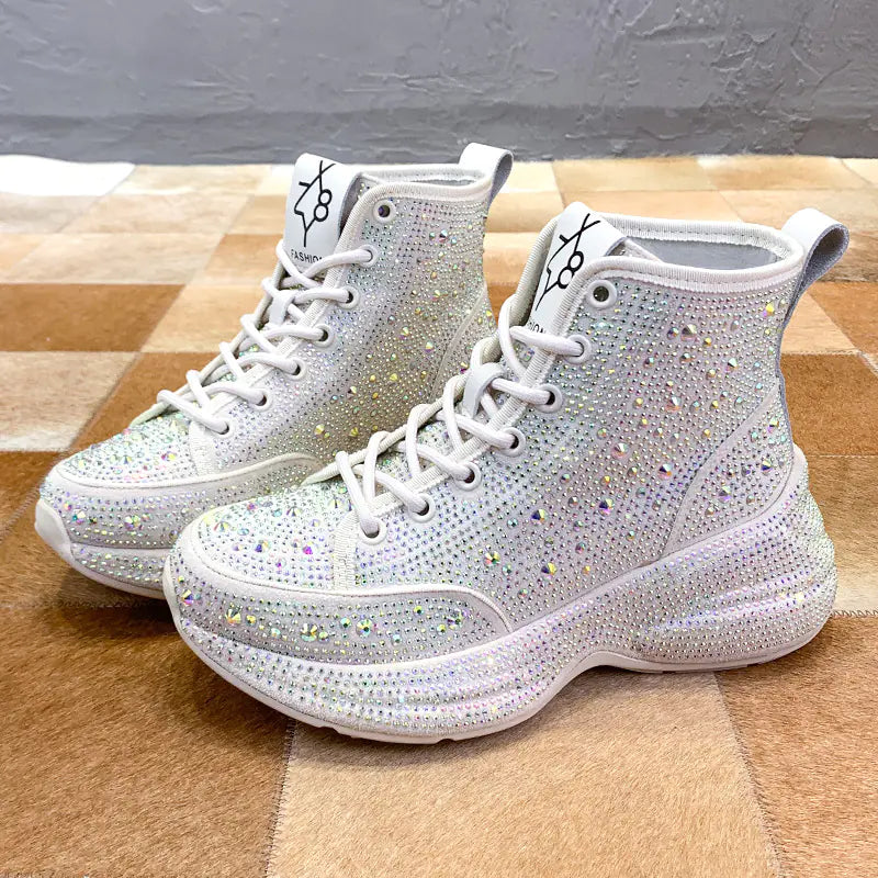 Women's Thick Sole Rhinestone Sneakers - 2020 Winter Style