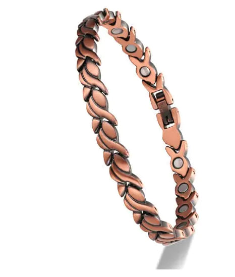 Vintage Red Copper Bracelet with Strong Magnetic Stones