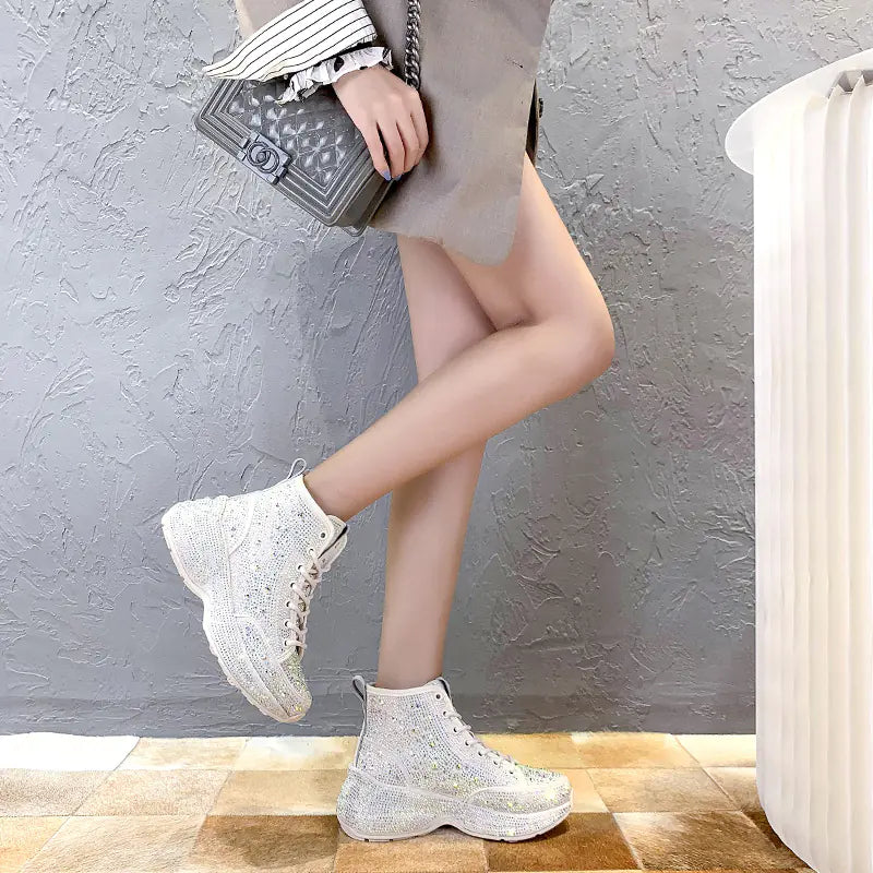 Women's Thick Sole Rhinestone Sneakers - 2020 Winter Style
