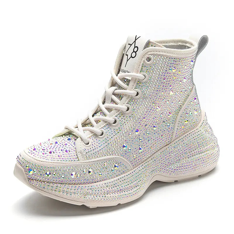 Women's Thick Sole Rhinestone Sneakers - 2020 Winter Style