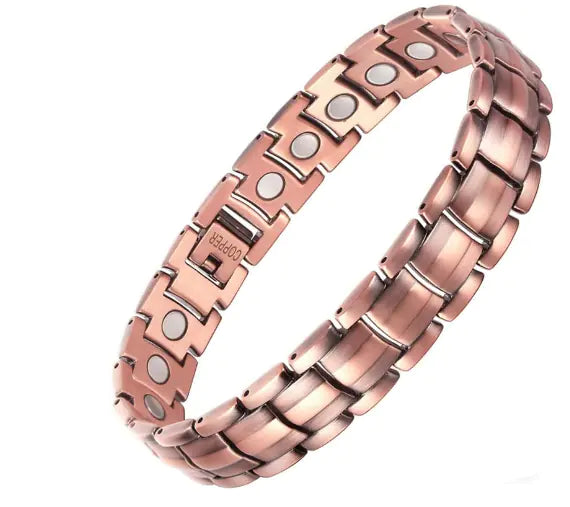 Vintage Red Copper Bracelet with Strong Magnetic Stones